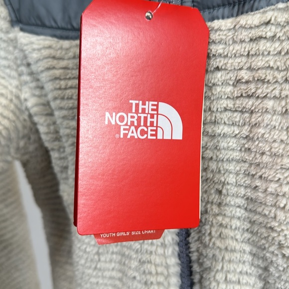The North Face Girls OSO Striped Vintage White Hooded Fleece Jacket Medium 10-12 - Picture 3 of 12